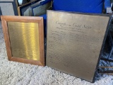 Framed Brass Declaration of Independence and Bill of Rights