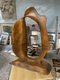 Signed vintage polished wood sculpture