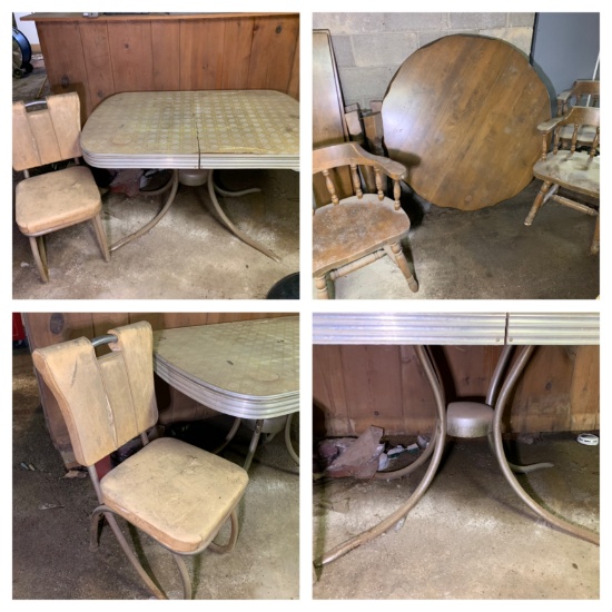 Mid Century Table & Wooden Table