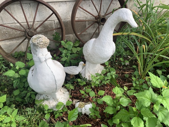2 Concrete Geese (one has significant damage)