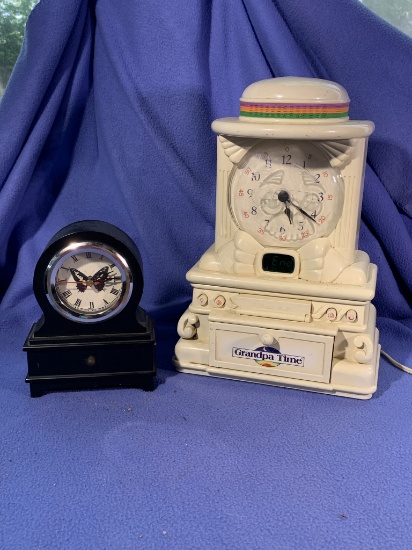 Vintage Grandpa Time Clock & Butterfly Clock