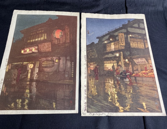 2 Antique Japanese Woodblock Prints Yoshida Hiroshi
