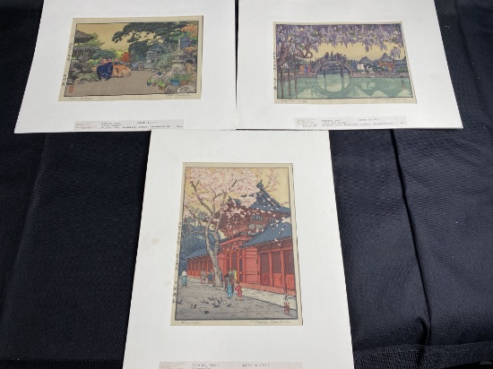Group of 3 Antique Japanese Woodblock Prints by Toshi Yoshida