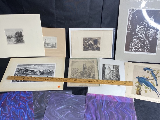 Group lot of Antique Engravings including American