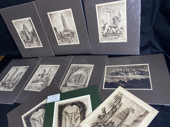 Collection of Etching of New York City by Anton Schutz.