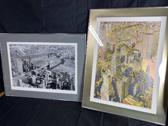 2 New York City Silkscreen prints by Jacqueline Tuteur.