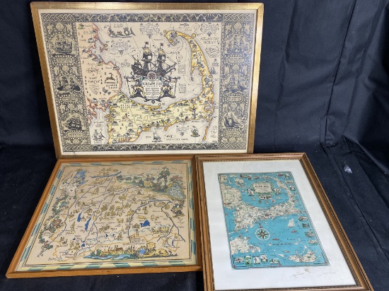 Group of 3 Early Illustrated Maps
