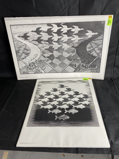 2 Vintage MC Escher Prints