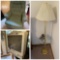 Vintage Brass floor lamp, chair, television