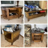 Entertainment stand, coffee table, 2 lamp tables