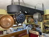 Pots and pans hanging from pot hanger