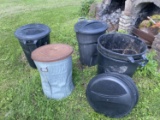 Group of garbage cans