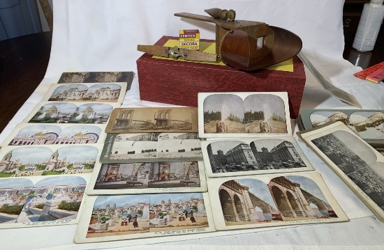 Group lot of Stereoview cards with viewer