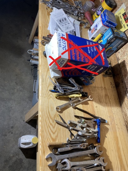 Group lot of tools on bench