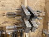 Group of antique wooden clamps