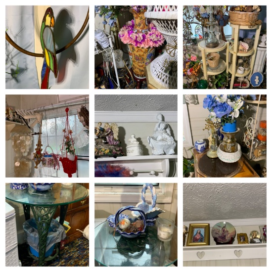 Large Group of Angels, Shelves, Decorative Items, Plant Stands & More. See Photos