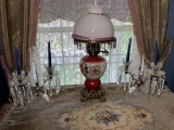 Gone with The Wind Style Lamp & Crystal Candle Holders