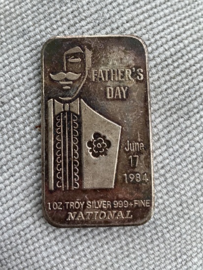 Father's Day 1984 1 Troy Oz Sterling Silver Bar