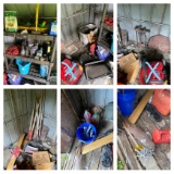 Shed contents not including push mower