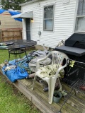 Patio furniture, barbeque Grill etc on porch