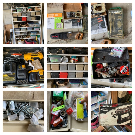 Shelf Cleanout - Hardware, Hand Tools, Dewalt Drill & More.  See Photos