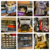 Cleanout Garage Workbench - Tools, Organizers, Hardware & More.  See Photos.