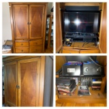 TV Cabinet with Samsung 40 inch TV with Remote & Assortment of DVD's
