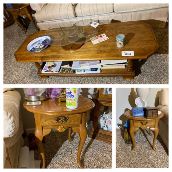 Coffee table, two end tables lot