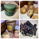 Great Group of Hats, Vintage Hat Boxes & Neckties