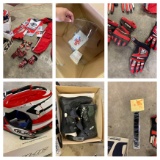 Group of Racing Gear - Helmet, Boots, Jump Suite, Gloves