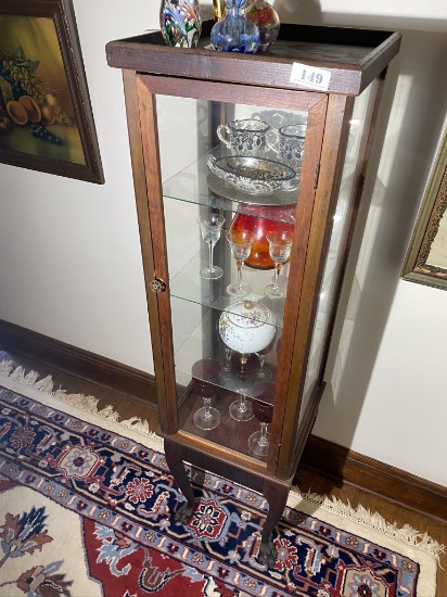 Vintage Tall curio cabinet w/paw feet