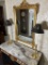 Elaborate vintage mirror plus two lamps