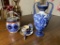 Group lot of Antique English Gilt Blue Ceramic Pieces