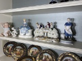 Shelf lot of Dresden and other fine ceramic pieces