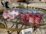 Group lot of vintage cranberry glass