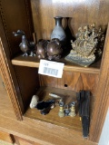 2 Shelves of antique items and more