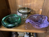Group of 3 pieces of Controlled Bubble Art Glass