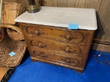 Antique Marble Top Dresser with Large Pulls