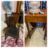 Antique one drawer stand, chair and more lot