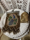 2 Antique purses including large size with bird