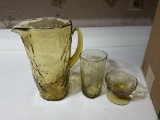 Set of yellow amber glassware