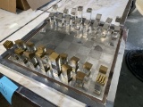 Vintage Italian Metal and Lucite Modernist Chess Set