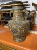 Vintage Brass and Enamel Vase