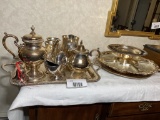 Large group lot of assorted silver plate wares