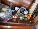 Group of glass, marble eggs, trinket boxes etc.