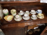 Group lot of hand painted tea cups, saucers and more