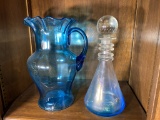 2 Pieces of blue glass