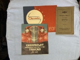 Vintage 1937 Chevrolet Car Advertising Pamphlets  & 1927 Chevrolet Instructions for Operation Manual