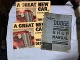 Early VIntage Dodge Passenger Car Shop Manual & 2 Vintage DeSoto Brochures