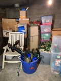 Large Group of Christmas Items, Lawn Chair, String Trimmer & More